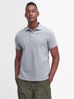 Barbour Essential Sport Cotton Regular Fit Pique Polo Shirt, Grey Marl
