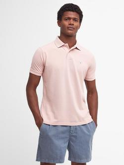 Barbour Essential Sport Cotton Regular Fit Pique Polo Shirt, Pink Mist