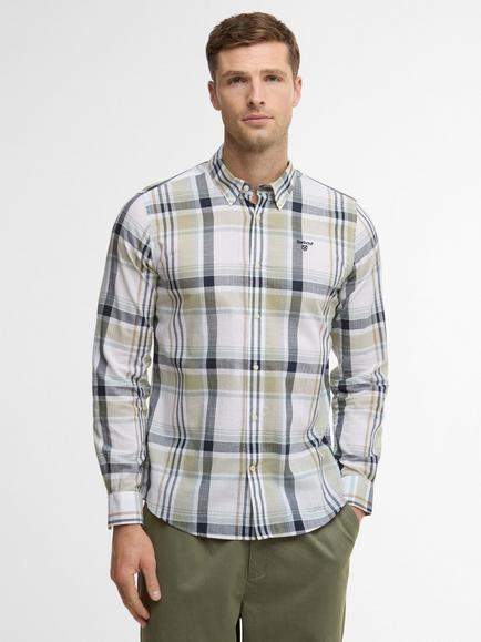 Barbour Kidd Cotton Tailored Fit Check Shirt, Laurel Green, Laurel Green