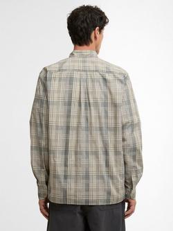 Barbour Maxwell Cotton Regular Fit Checked Patch Shirt, Grey Olive - view 2, Grey Olive