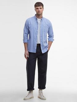 Barbour Nelson Tailored Fit Linen Blend Shirt, Blue - view 2, Blue