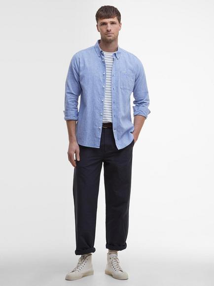 Barbour Nelson Tailored Fit Linen Blend Shirt, Blue - view 2, Blue