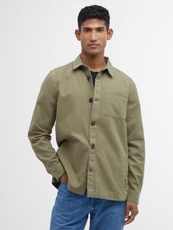 Barbour Cotton Tailored Fit Overshirt, Bleached Olive, Bleached Olive