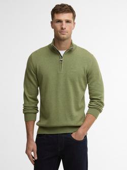 Barbour Half-Zip Cotton Jumper, Laurel Green
