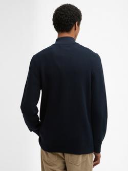 Barbour Essential Honeycomb Zip Neck Jumper, Navy - view 2, Navy