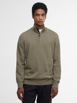 Barbour Half-Zip Cotton Jumper, Smokey Olive
