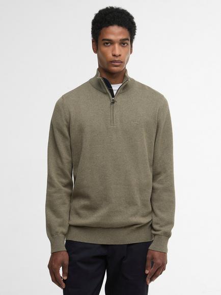 Barbour Half-Zip Cotton Jumper, Smokey Olive