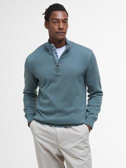 Barbour Half-Zip Cotton Jumper, Vintage Teal