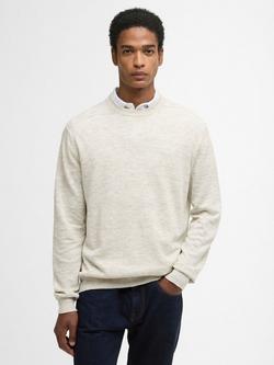 Barbour Flaxby Linen Cotton Blend Crew Neck Jumper, Neutral