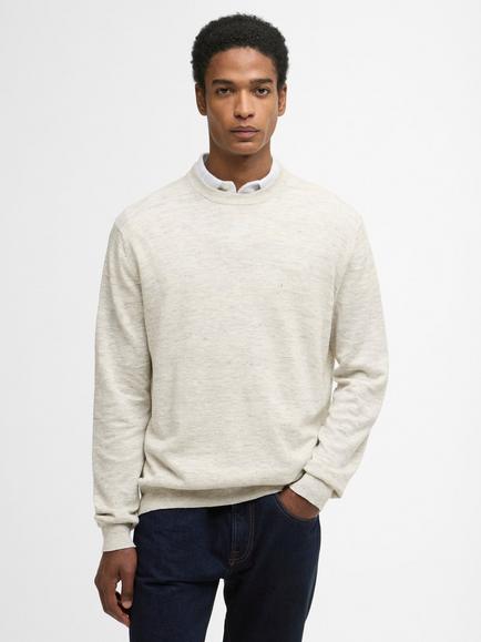 Barbour Flaxby Linen Cotton Blend Crew Neck Jumper, Neutral