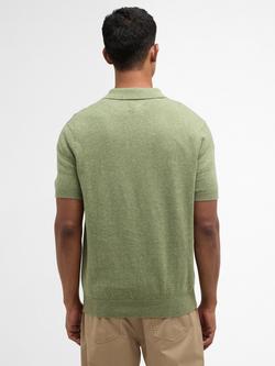 Barbour Muston Cotton Blend Knit Polo Shirt - view 2, Laurel Green