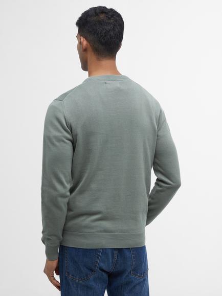 Barbour Pima Cotton Crew Neck Jumper - view 2, Agave Green