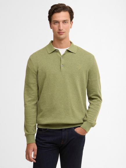 Barbour Pima Cotton Knit Polo Shirt, Laurel Green