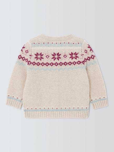 John Lewis Heirloom Collection Baby Fairisle Cardigan, Shearling - view 2, Shearling