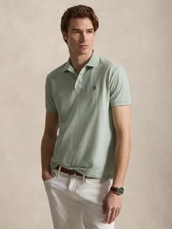 Polo Ralph Lauren Cotton Blend Custom Slim Fit Glenplaid Mesh Polo Shirt, Small Glen Light Gre, Small Glen Light Gre