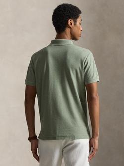 Polo Ralph Lauren Cotton Custom Slim Fit Short Sleeve Polo Shirt, Greenery Heather - view 2, Greenery Heather