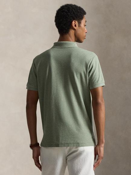 Polo Ralph Lauren Cotton Custom Slim Fit Short Sleeve Polo Shirt, Greenery Heather - view 2, Greenery Heather