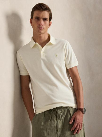 Polo Ralph Lauren Cotton Custom Slim Fit Short Sleeve Polo Shirt, Pale Cream, Pale Cream