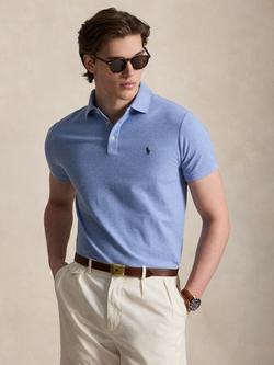 Polo Ralph Lauren Cotton Custom Slim Fit Short Sleeve Polo Shirt, Isle Heather, Isle Heather
