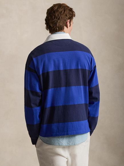 Polo Ralph Lauren Big Fit Striped Cotton Rugby Shirt, Cruise Royal/New Navy - view 2, Cruise Royal/New Nvy