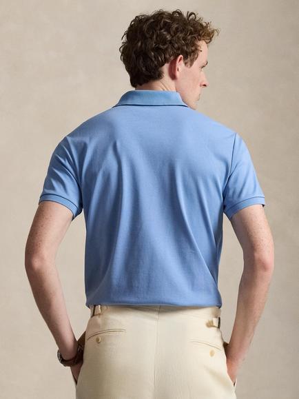 Polo Ralph Lauren Pima Cotton Custom Slim Fit Short Sleeve Polo Shirt, Sky Blue - view 2, Sky Blue
