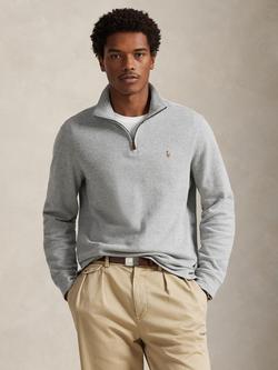 Polo Ralph Lauren Estate Rib Cotton Quarter-Zip Sweatshirt, Andover Heather, Andover Heather