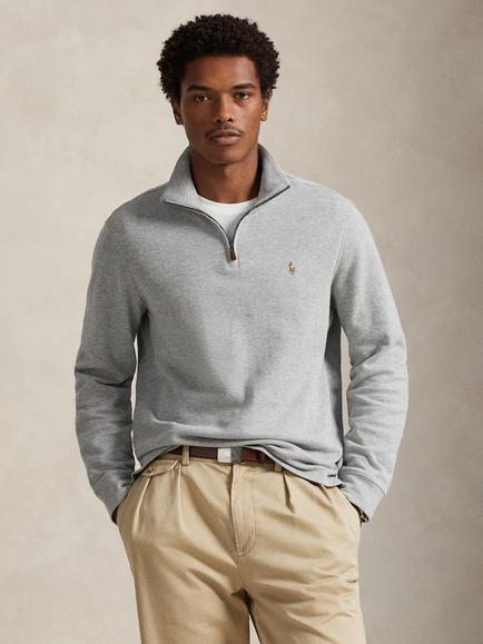 Polo Ralph Lauren Estate Rib Cotton Quarter-Zip Sweatshirt, Andover Heather, Andover Heather