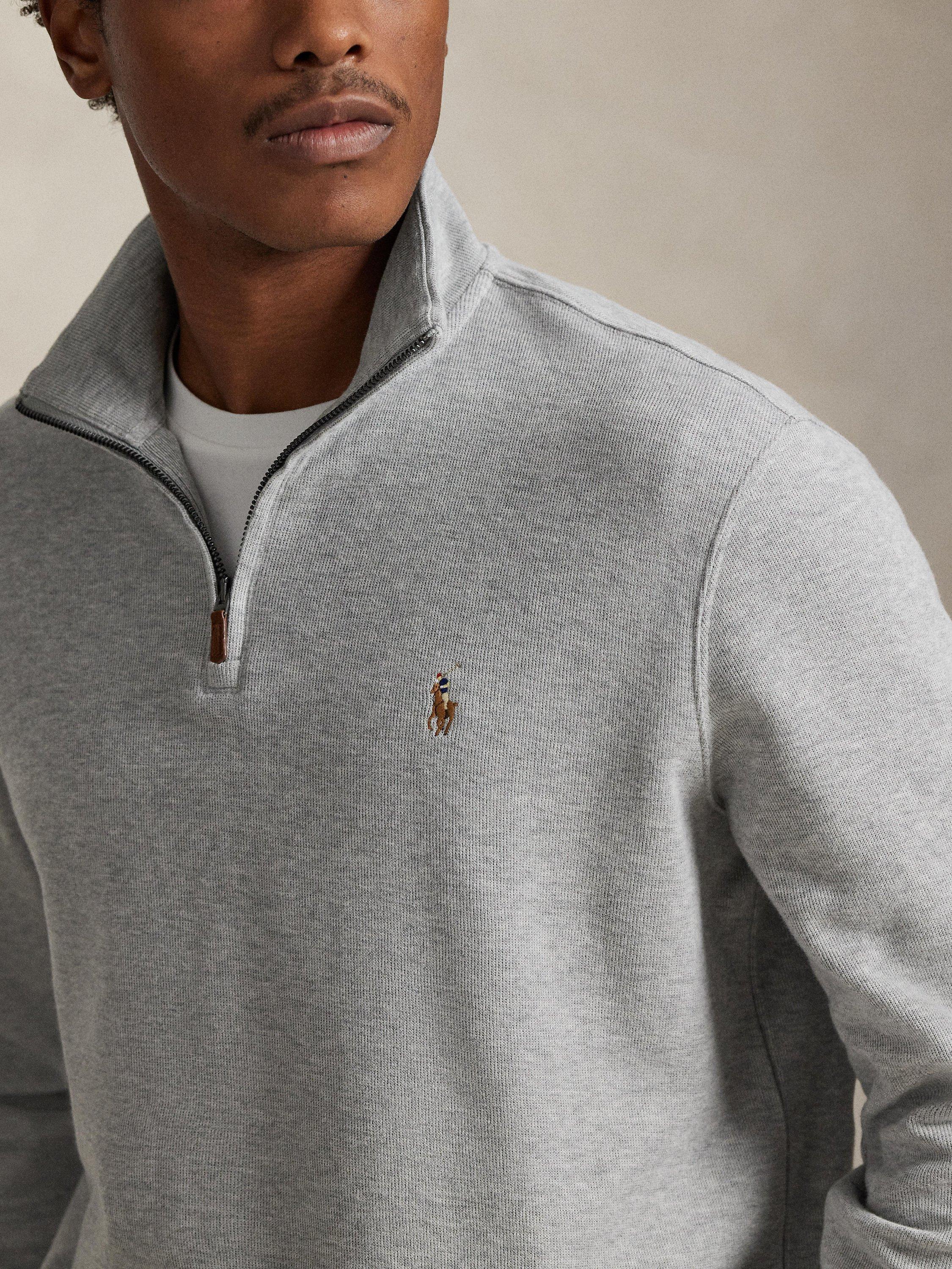 Polo Ralph Lauren Estate Rib Cotton Quarter-Zip Sweatshirt, Andover Heather