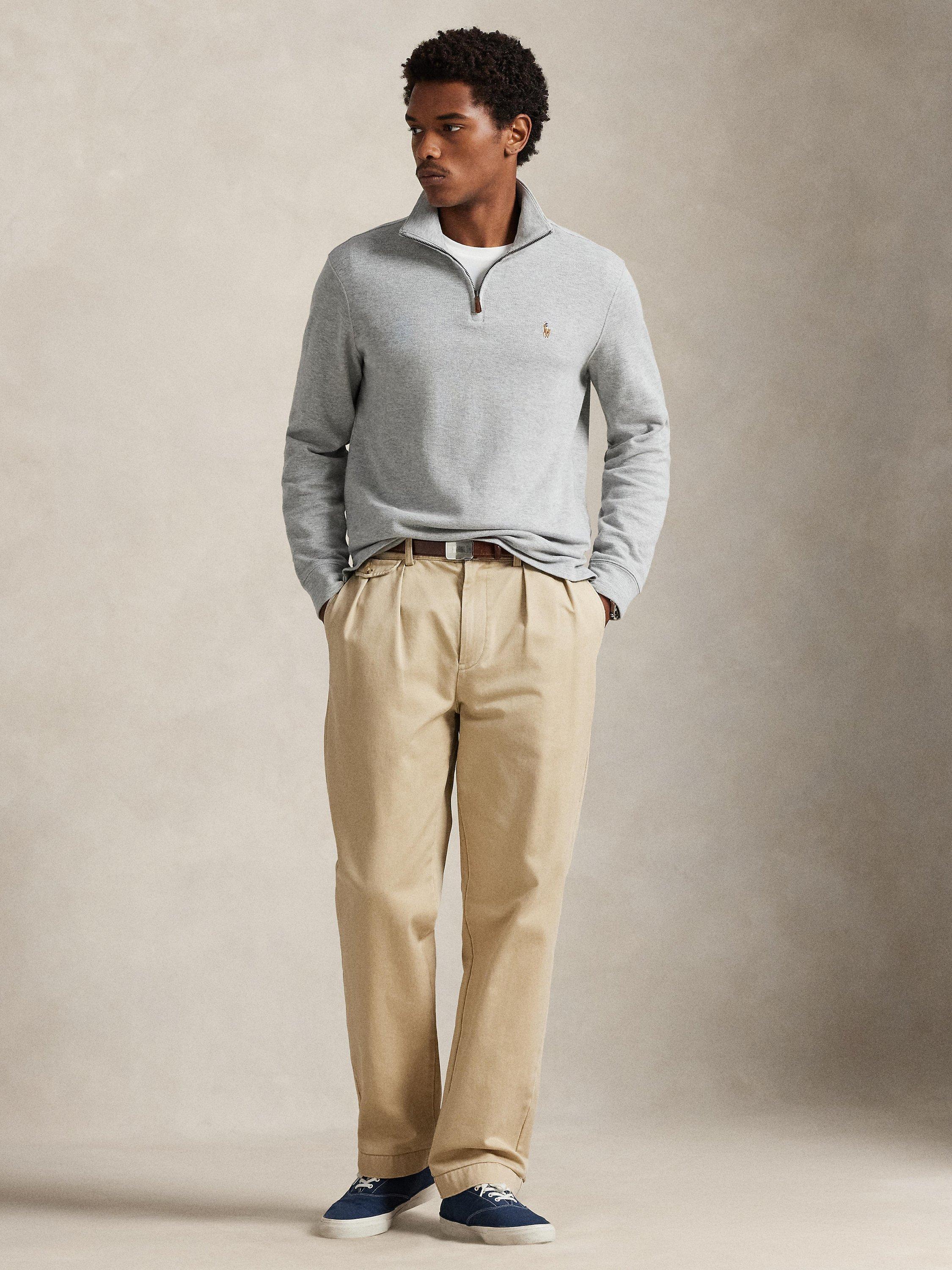 Polo Ralph Lauren Estate Rib Cotton Quarter-Zip Sweatshirt, Andover Heather