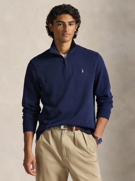 Polo Ralph Lauren Estate Rib Cotton Quarter-Zip Sweatshirt, Cruise Navy, Cruise Navy