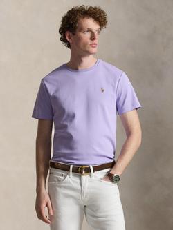Polo Ralph Lauren Pima Cotton Custom Slim Fit Luxe Interlock Short Sleeve T-Shirt, Powder Purple, Powder Purple