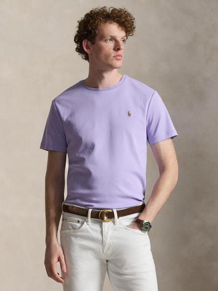 Polo Ralph Lauren Pima Cotton Custom Slim Fit Luxe Interlock Short Sleeve T-Shirt, Powder Purple, Powder Purple