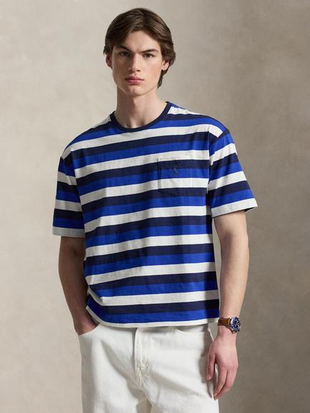 Ralph Lauren Crew Neck Stripe Cotton T-Shirt, Newport Navy Multi, Newport Navy Multi