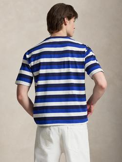 Ralph Lauren Crew Neck Stripe Cotton T-Shirt, Newport Navy Multi - view 2, Newport Navy Multi