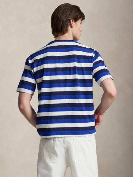 Ralph Lauren Crew Neck Stripe Cotton T-Shirt, Newport Navy Multi - view 2, Newport Navy Multi