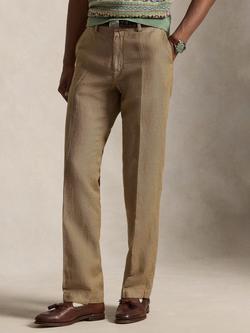 Polo Ralph Lauren Linen Rich Houndstooth Manhasset Chinos, Vint Khaki Mini Ht, Vint Khaki Mini Ht