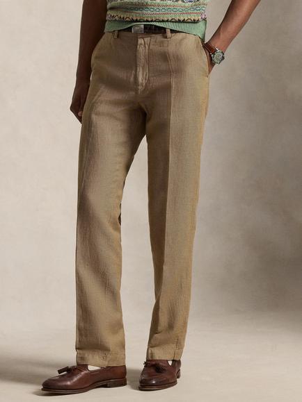 Polo Ralph Lauren Linen Rich Houndstooth Manhasset Chinos, Vintage Khaki, Vint Khaki Mini Ht