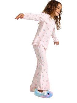 Lindex Kids' Relaxed Long Sleeved Dessert Print Pyjama Set, Light Pink - view 2, Light Pink
