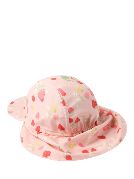 Lindex Kids' Strawberry Print UPF50 Sun Hat, Light Dusty Pink - view 2, Light Dusty Pink