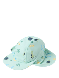 Lindex Kids' Sea Print UPF50 Sun Hat, Green, Green