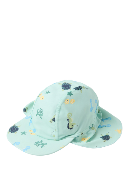 Lindex Kids' Sea Print UPF50 Sun Hat, Green/Multi, Green