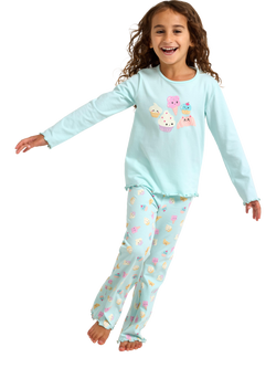 Lindex Kids' Cloud-Soft Long Pyjamas, Light Aqua, Light Aqua