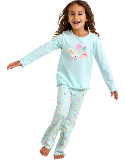 Lindex Kids' Cloud-Soft Long Pyjamas, Light Aqua, Light Aqua