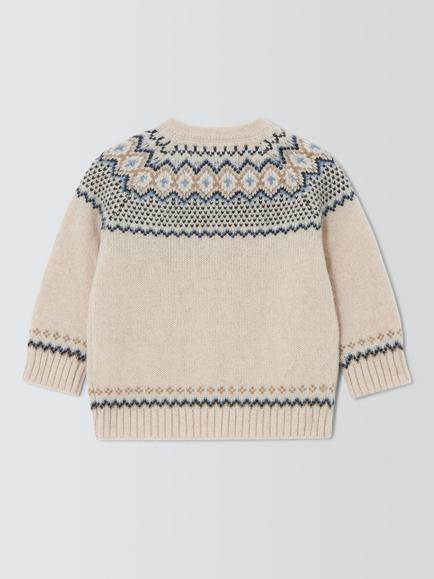 John Lewis Heirloom Collection Baby Fairisle Jumper, Shearling - view 2, Shearling