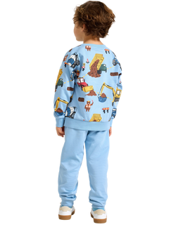 Lindex Kids' Construction Print Joggers, Light Blue - view 2, Light Blue