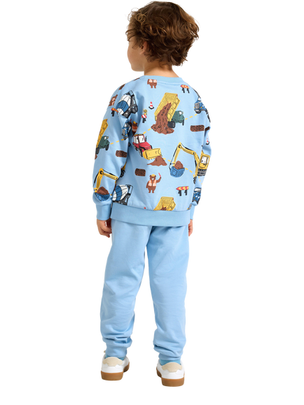 Lindex Kids' Construction Print Joggers, Light Blue - view 2, Light Blue