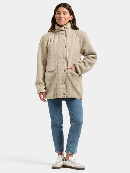Didriksons Hazel Teddy Pile Fleece Jacket - view 2, Clay Beige