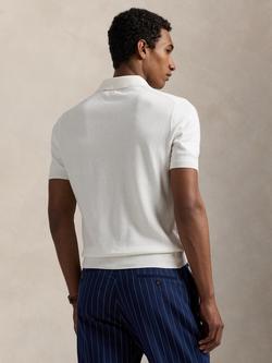 Polo Ralph Lauren Fine Knit Cotton Polo Shirt, Deckwash White/Navy - view 2, Deckwash White W/Nvy