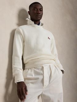 Polo Ralph Lauren Cotton Shaker Flag Detail Jumper, Trophy Cream, Trophy Cream