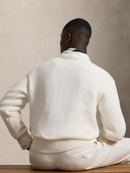 Polo Ralph Lauren Cotton Shaker Flag Detail Jumper, Trophy Cream - view 2, Trophy Cream